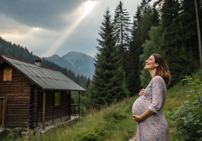 Беременная живет в горах